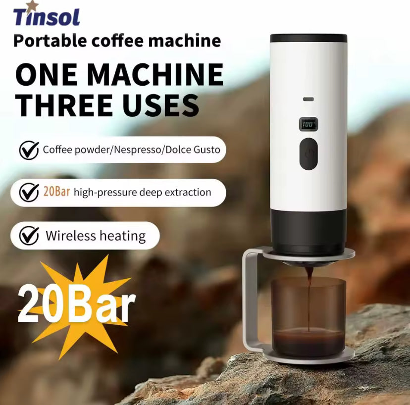 Cafetière électrique Portable 3 en 1, moulin à café à capsules